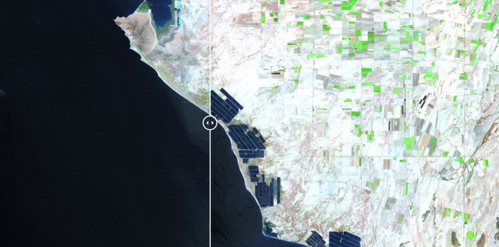 Images of Change de la NASA, granjas de camarones en Sonora, México