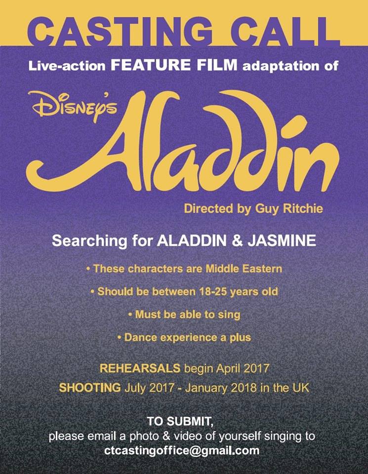 Se buscan actores para la versión Live Action de Aladdin 