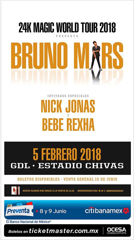 México recibe a Bruno Mars en 2018