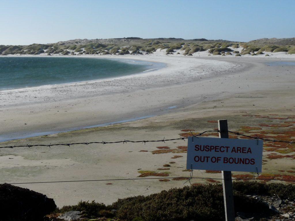 La Bahía de Yorke en las Malvinas están repletas de minas