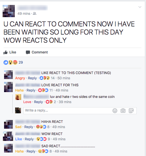 Facebook agregara reacciones a los comentarios de las publicaciones.