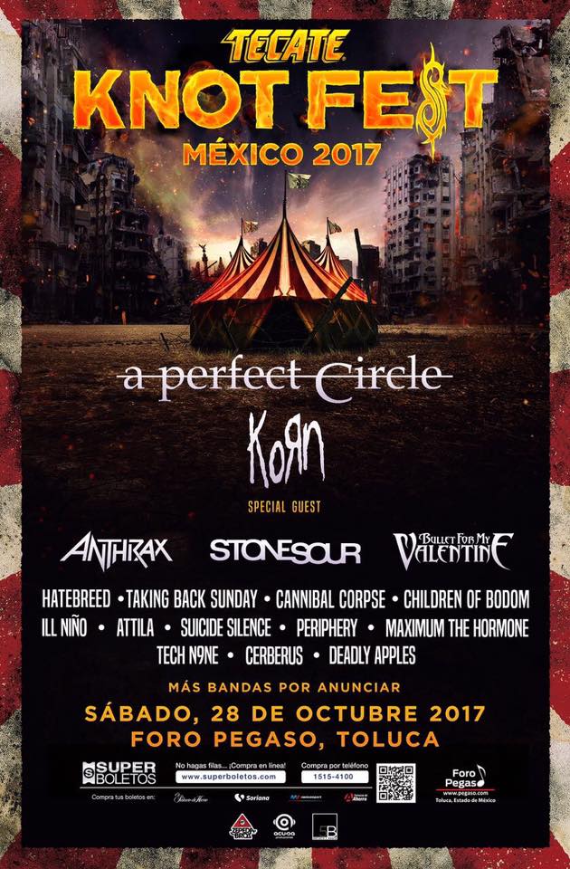 Knotfest 2017 traerÃ¡ a A Perfect Circle a MÃ©xico