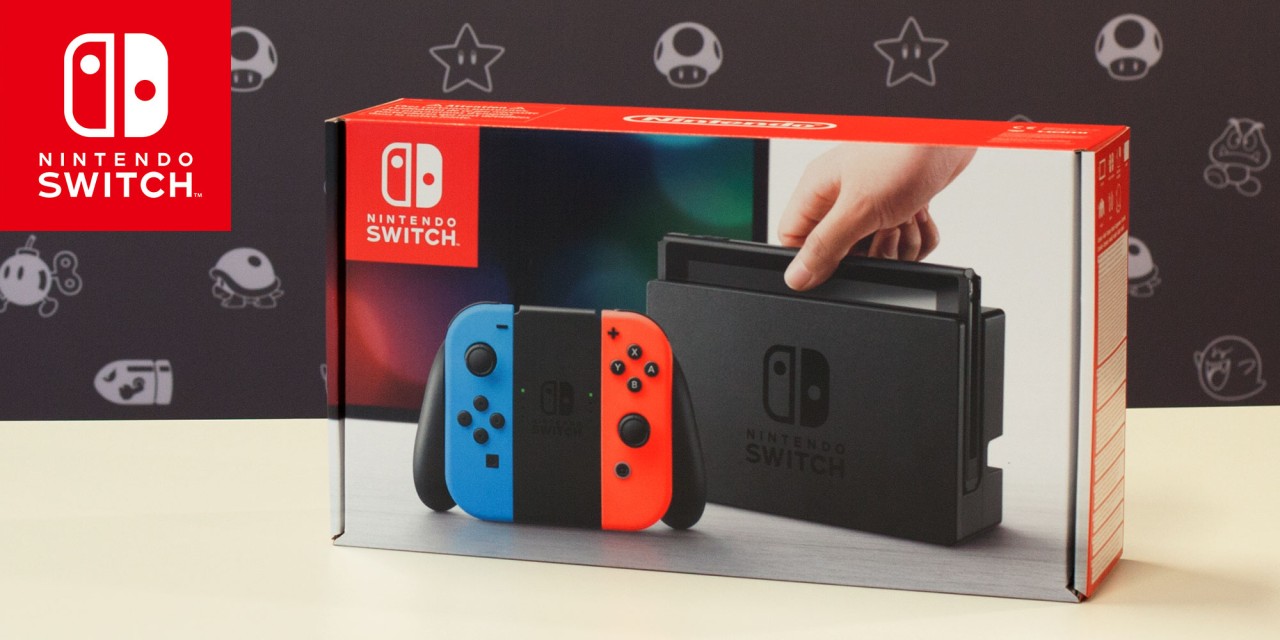 Nintendo Switch caja joy-sticks neon