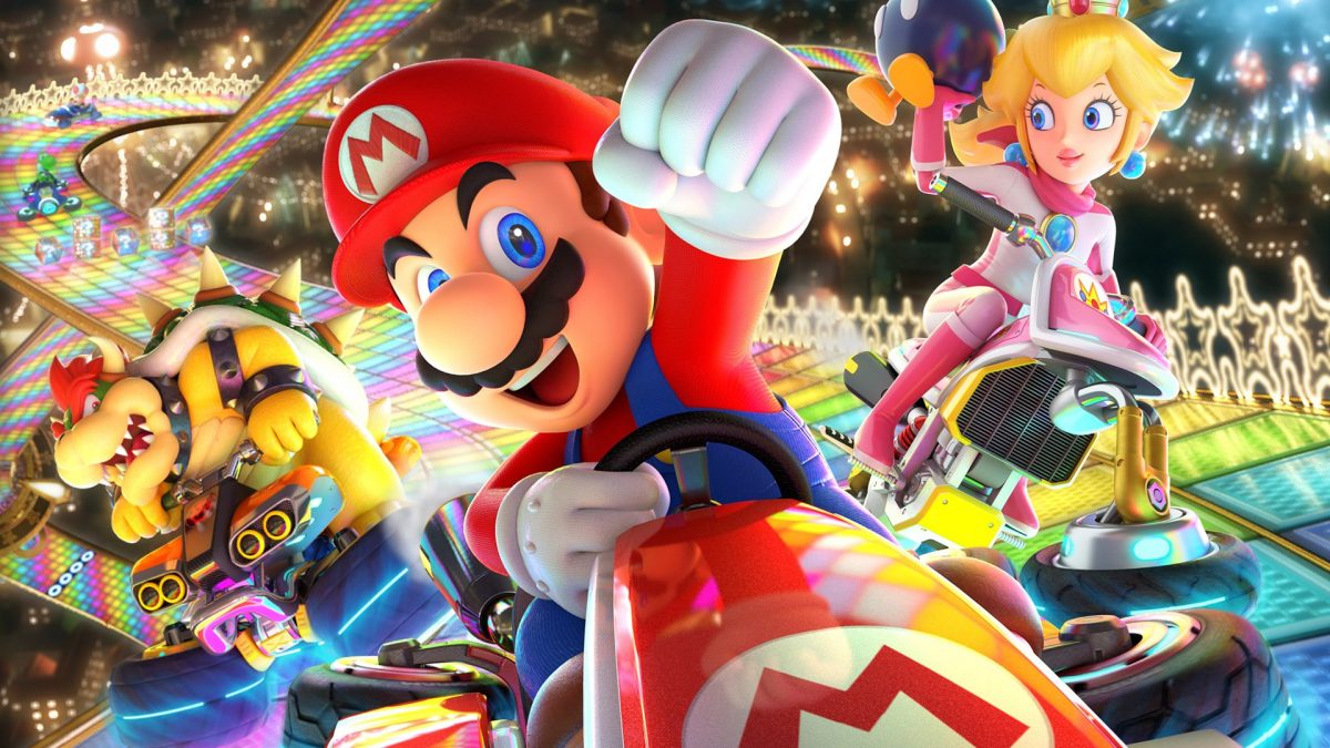 Mario, Peach y Bowser en Mario Kart 8 Deluxe