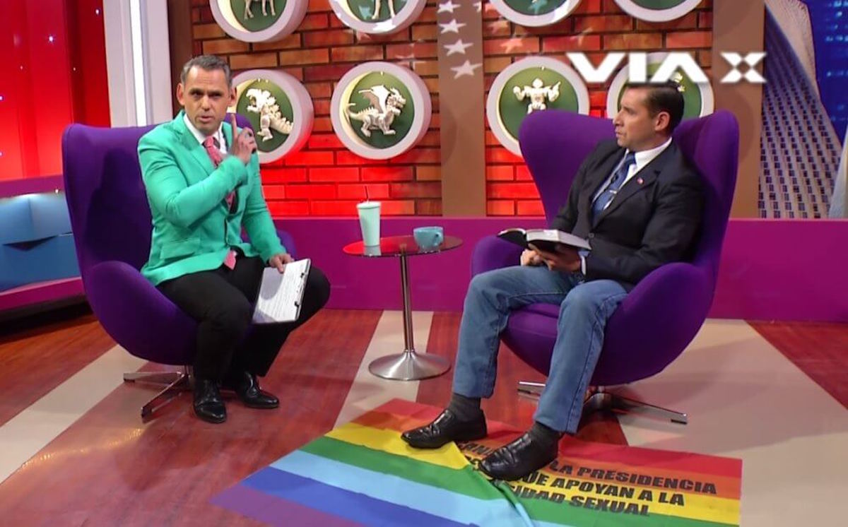 Pastor evangÃ©lico pisotea la bandera LGTBI durante una entrevista en Chile