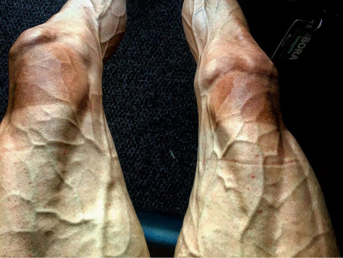 Las piernas del ciclista Pawel Poljanski durante el Tour de Francia