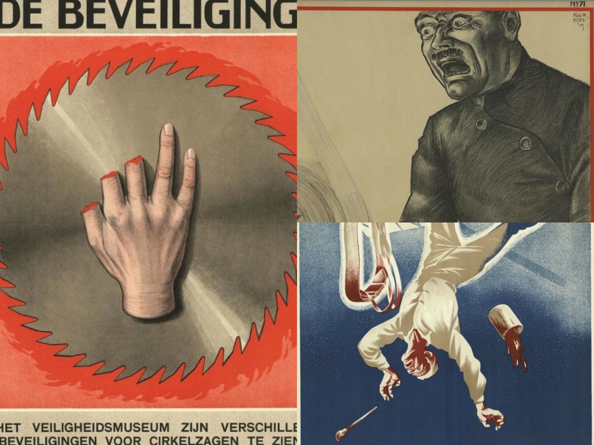 Carteles de seguridad laboral que parecen pÃ³ster de pelÃ­culas de terror