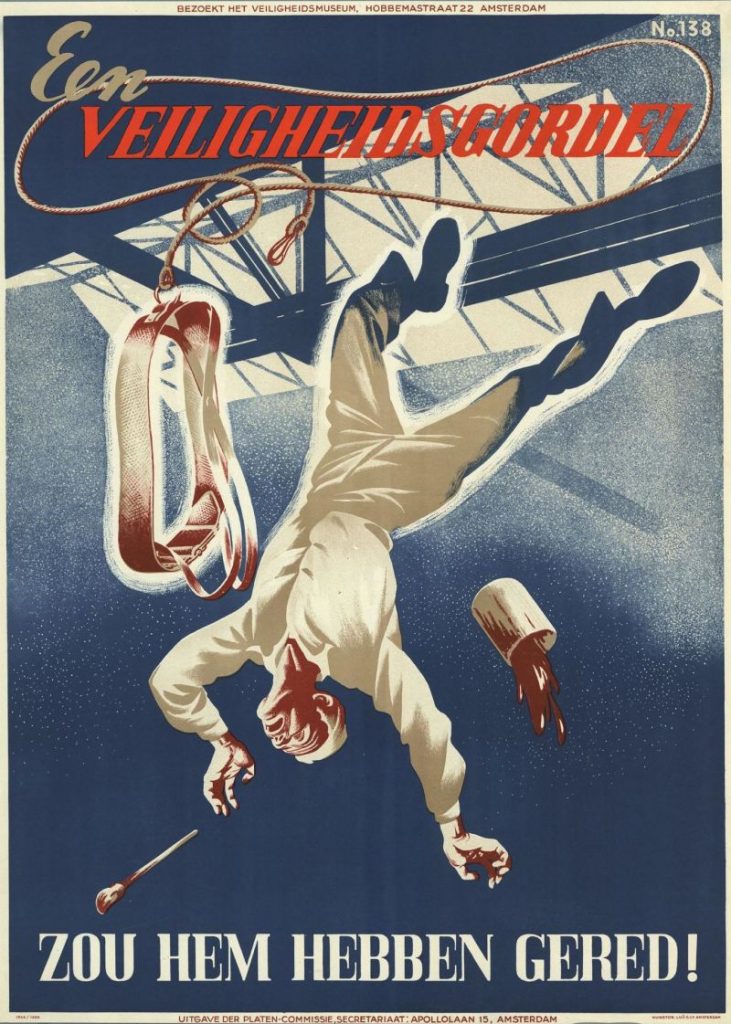 Cartel holandÃ©s de seguridad laboral, parece pÃ³ster de pelÃ­culas de terror