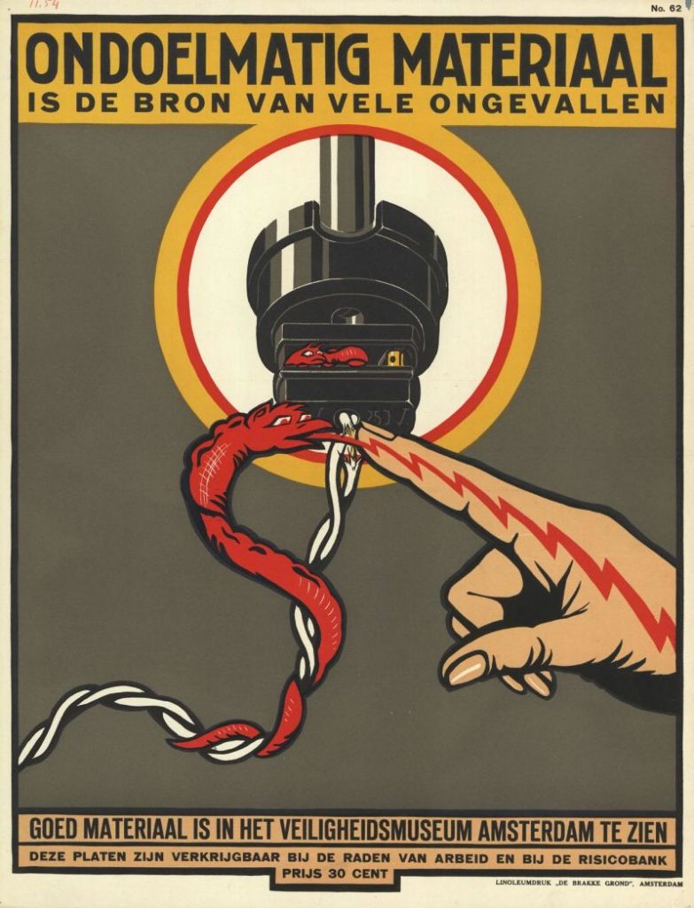 Cartel holandÃ©s de seguridad laboral, parece pÃ³ster de pelÃ­culas de terror
