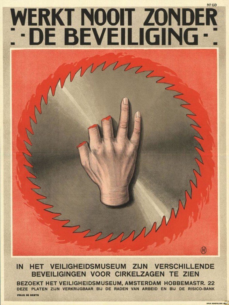 Cartel holandÃ©s de seguridad laboral, parece pÃ³ster de pelÃ­culas de terror