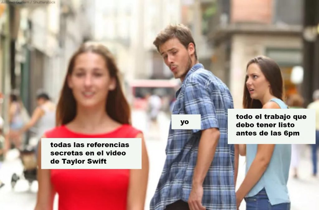 meme novio distraído video taylor swift