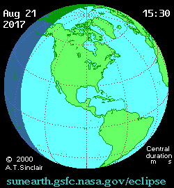 Animación de un eclipse solar sobre América del Norte