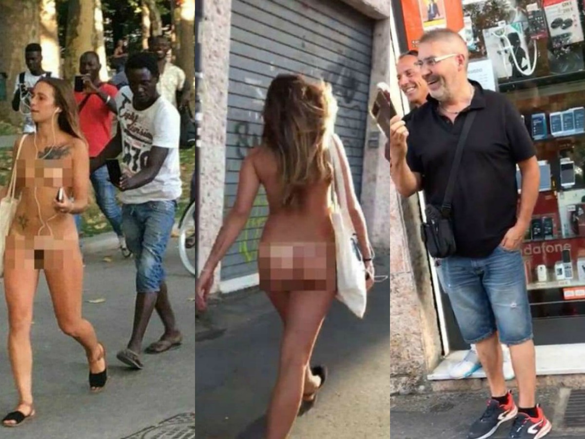 Italiana paseó desnuda por Bolonia aparentemente haciendo un experimento social