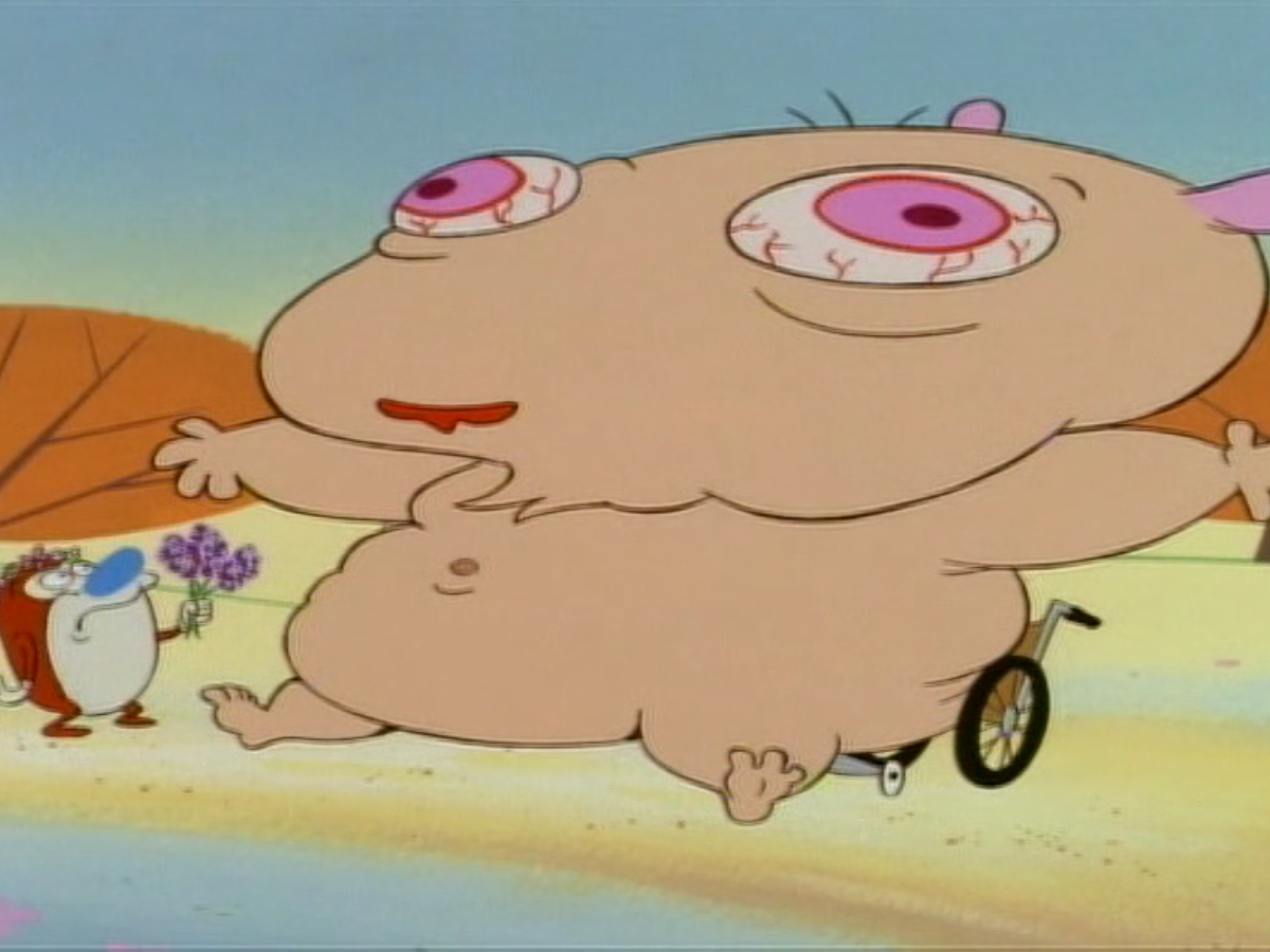 Ren y Stimpy hinchado en una silla de ruedas