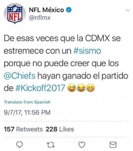 Tuit NFL México terremoto