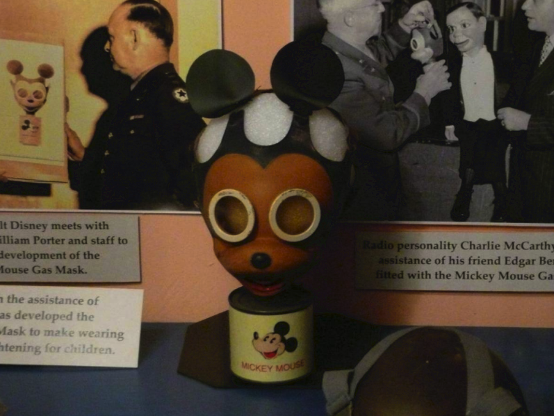 Máscaras antigás de Mickey Mouse para niños en la Segunda Guerra Mundial