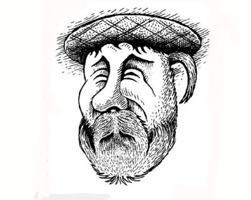 Ilustración Valentin Dubinin, cara y perro