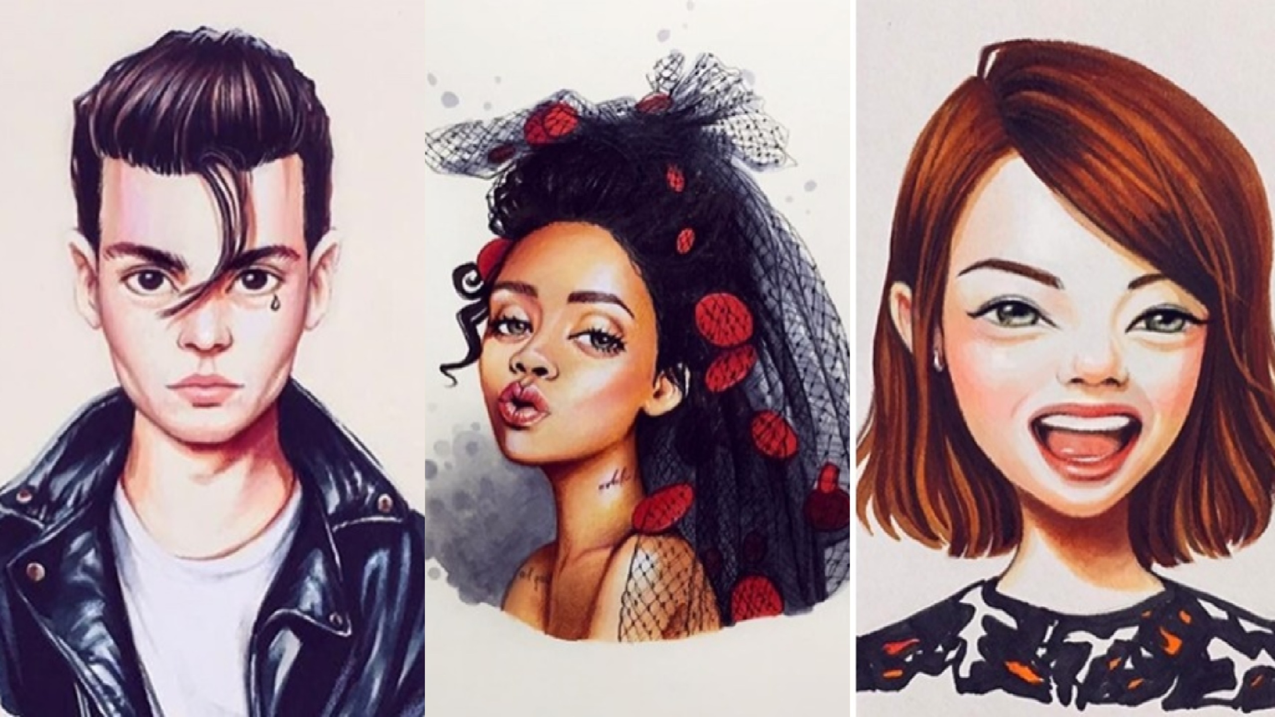 Caricaturas, Rihanna, Johnny Deep, DiseÃ±o, Celebridades, Lera Kiryakova, DiseÃ±adora, Emma Stone