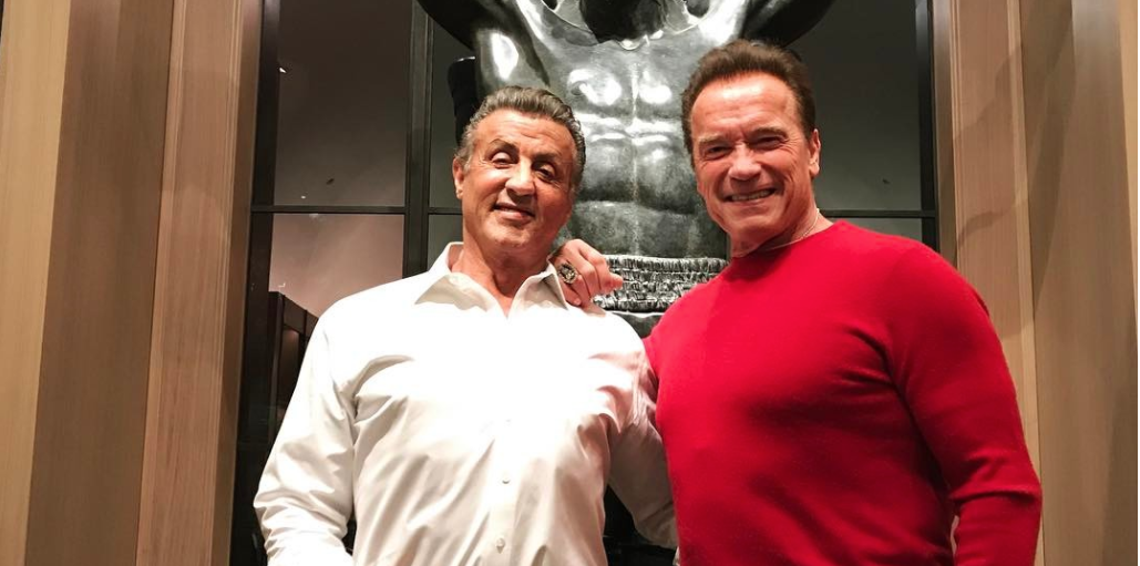 Arnold Schwarzenegger y Sylvester Stalone en Navidad. Instagram