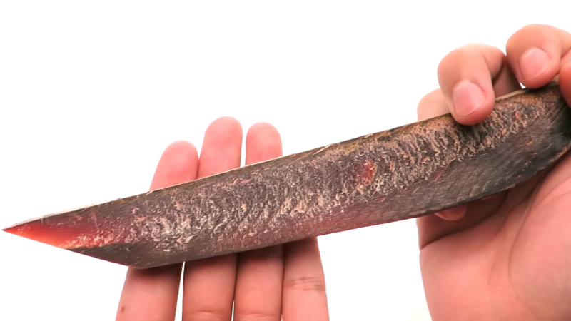 Cuchillo hecho con katsuobuchi, atÃºn seco, fermentado y ahumado
