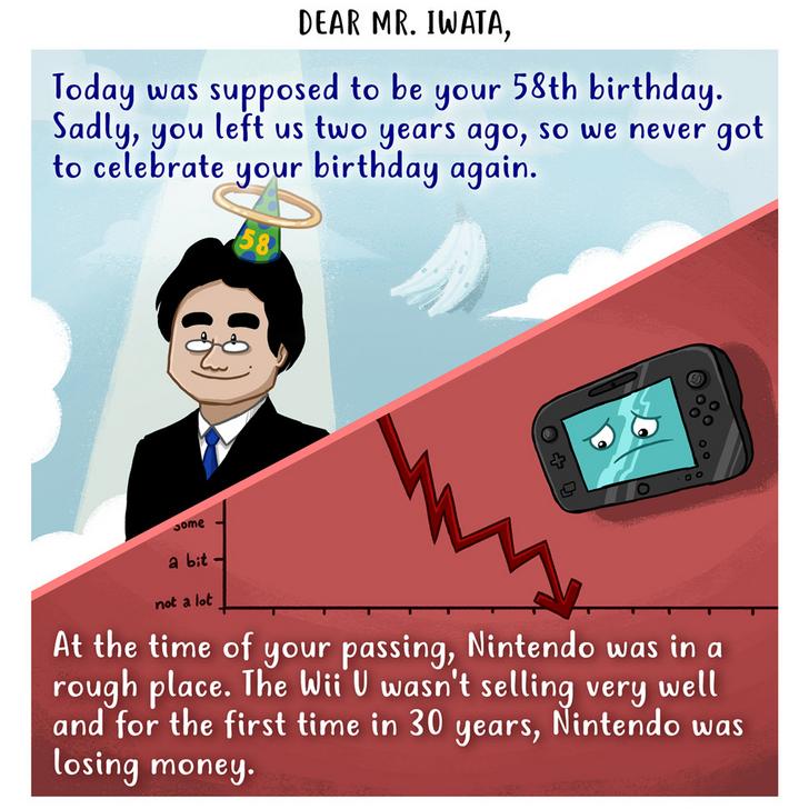 Carta de Wooden Plank Studios para el cumpleaños 58 de Satoru Iwata