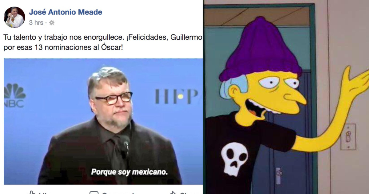 Meade usando mal el meme de Guillermo del Toro "Soy Mexicano"