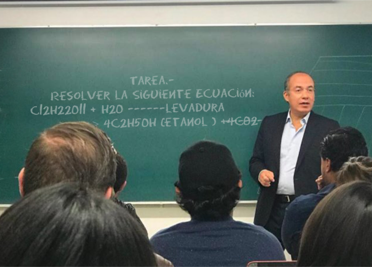 Meme de Felipe CalderÃ³n dando clase