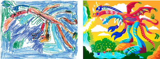 Artistas gráficos recrean dibujos hechos por niños, el resultado es increíble
