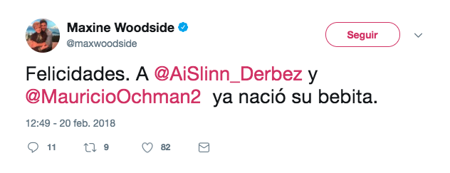 tuit-maxine-woodside-anuncio-nacimiento-bebe-aislinn-derbez-febrero-2018