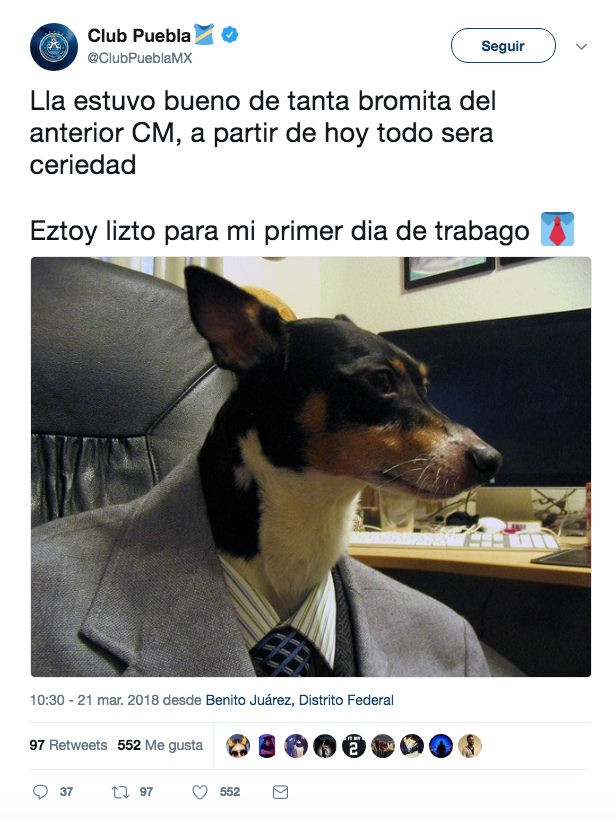 Equipo Perrito Redes Sociales Liga MX Puebla 2