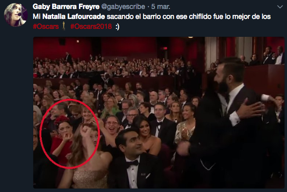 Natalia Lafourcade chiflando en los Oscar