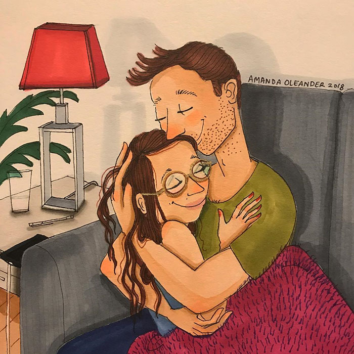 Ilustraciones-dibujos-relaciones-largas-parejas-reconoceran-tiernos-abrazo-sillon
