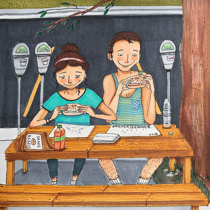 Ilustraciones-dibujos-relaciones-largas-parejas-reconoceran-tiernos-comer-despues-ejercicio
