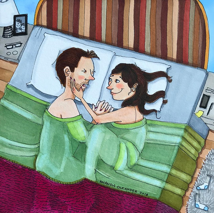 Ilustraciones-dibujos-relaciones-largas-parejas-reconoceran-tiernos-dormir-abrazados-ver-dormir