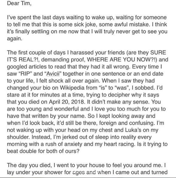La carta de la novia secreta de Avicii