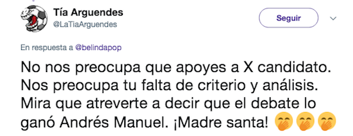 Para Belinda el ganador del debate fue AMLO, así reaccionó internet