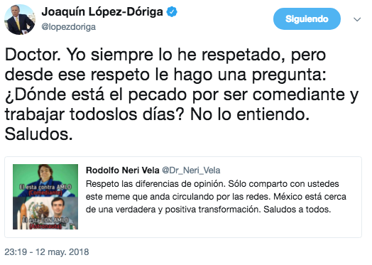 Neri Vela comparte meme Eugenio Derbez
