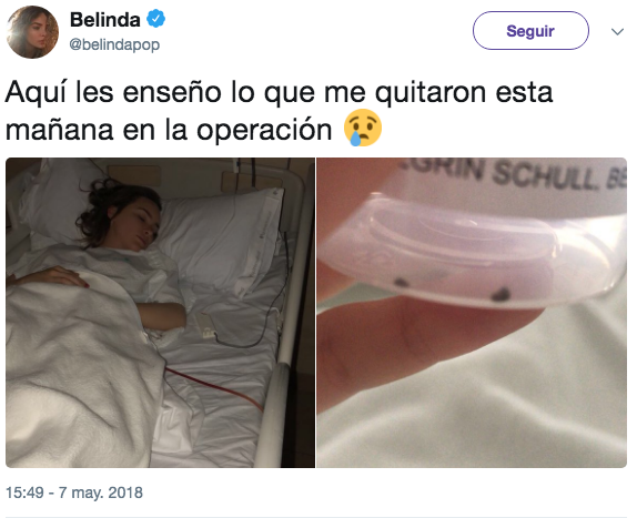 Belinda estuvo en el hospital