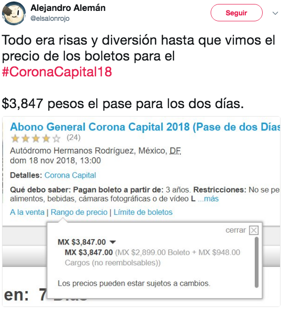 Reacciones corona capital 2018