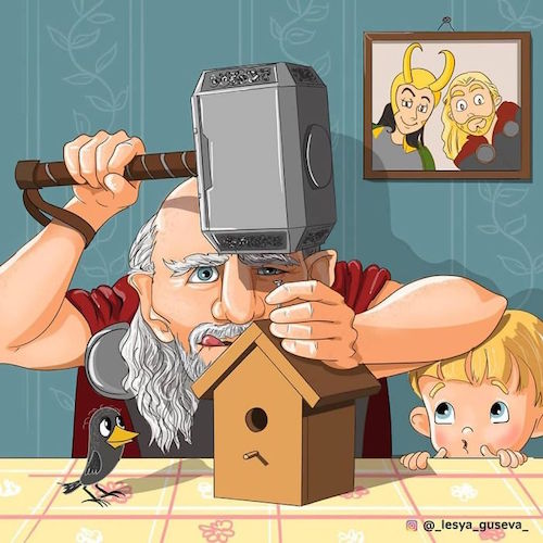 Artista rusa ilustra cómo es la vejez de tus personajes favoritos