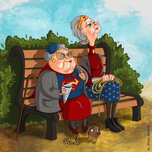 Artista rusa ilustra cómo es la vejez de tus personajes favoritos