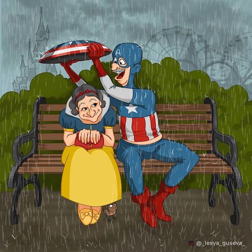 Artista rusa ilustra cómo es la vejez de tus personajes favoritos