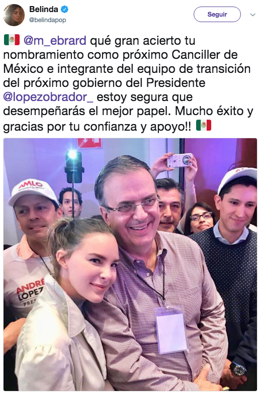 Belinda anuncia cancillerÃ­a de Marcelo Ebrard