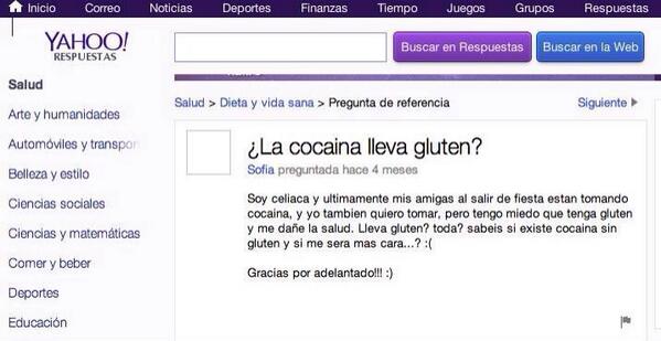 La cocaina lleva gluten