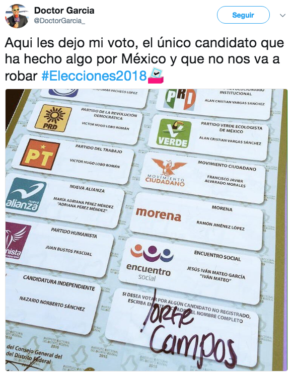 Voto en México por candidatos no registrados