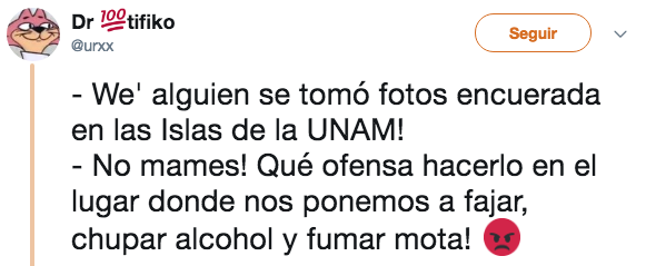 Mujer se toma fotos desnuda en las islas de la UNAM