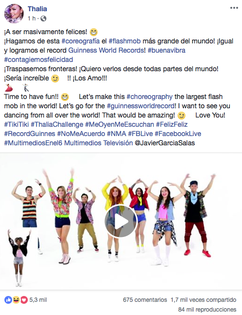 Thalía quiere Record Guiness de coreografía #ThaliaChallenge