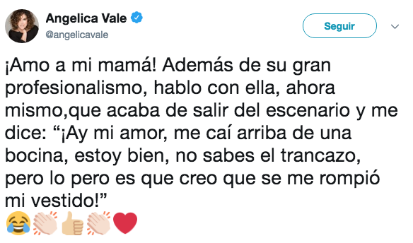 angelica maría caida en el escenario