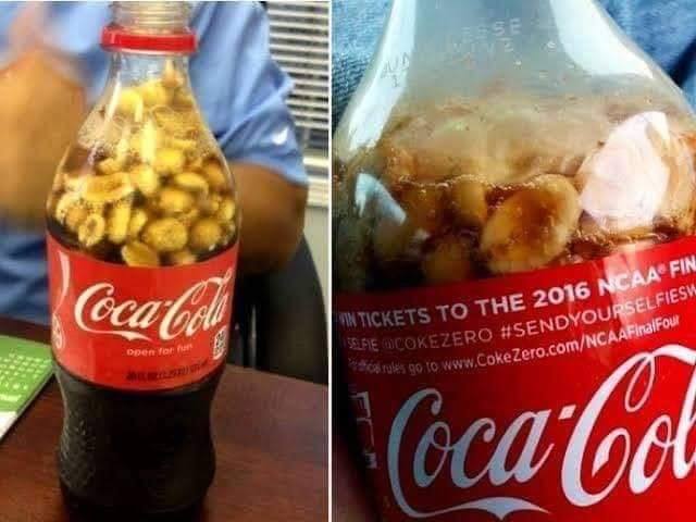 La nueva moda: coca cola con cacahuates