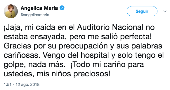 Angelica Maria se cae en concierto
